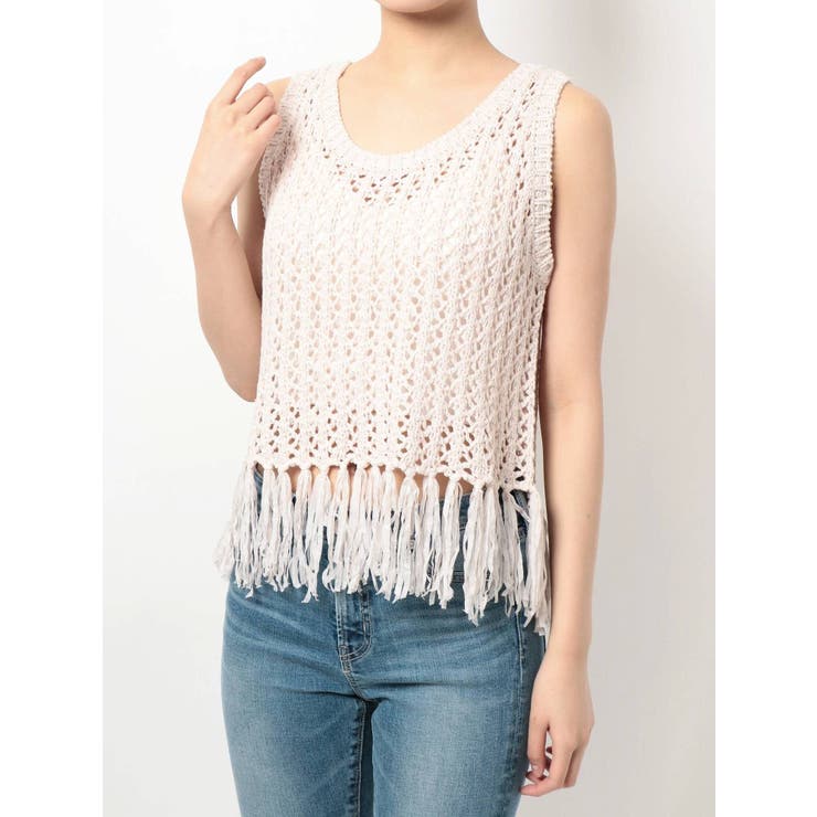 テープヤーンフリンジニットタンクトップ[品番：MKSW0030347