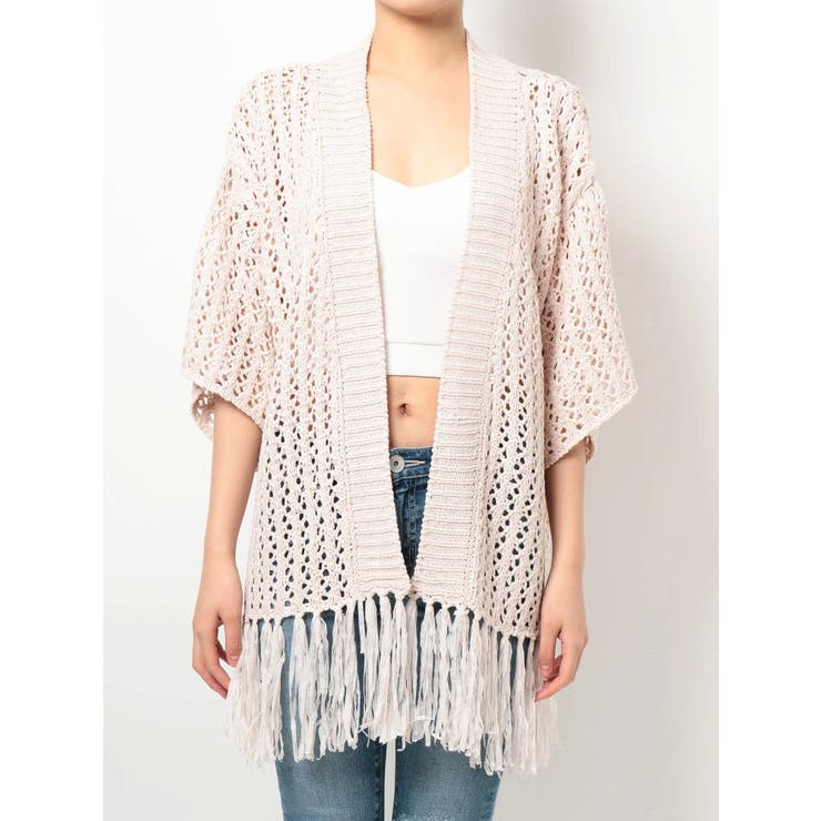 GYDA - 新品 GYDA テープヤーンガウン 羽織り テープヤーンニットフリンジガウン[品番：MKSW0030358]｜GYDA