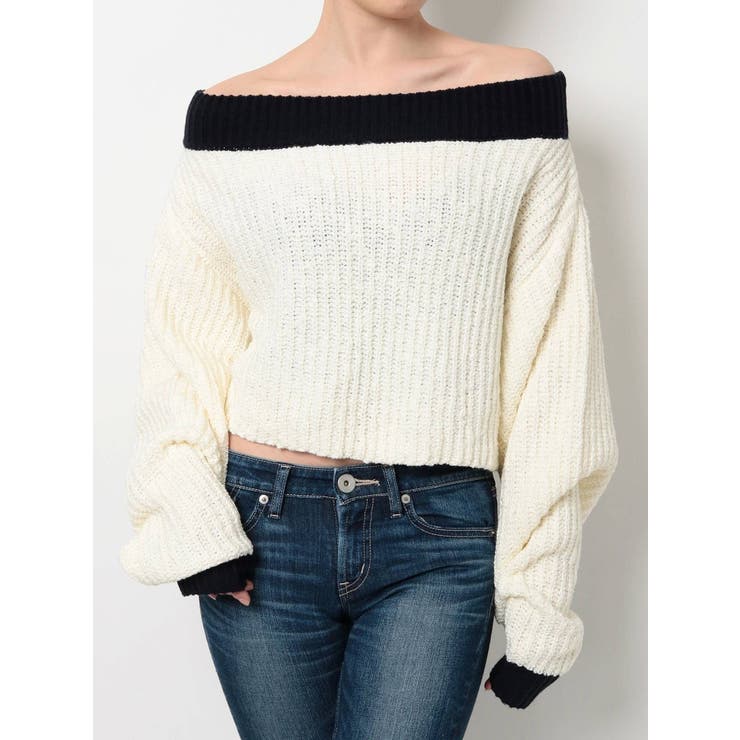 アウトレット福袋 バイカラーブークレオフショルニットTOPS[品番：MKSW0031902 Sサイズ