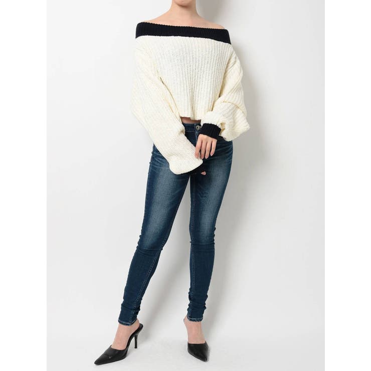 バイカラーブークレオフショルニットTOPS[品番：MKSW0031902]｜GYDA（ジェイダ）のレディースファッション通販｜SHOPLIST（ショップリスト）