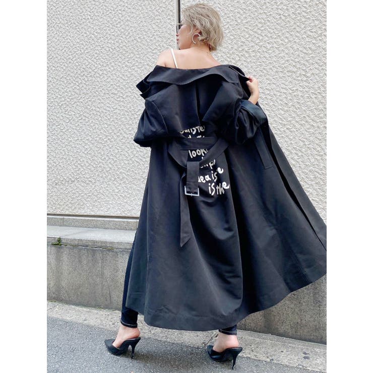 ブラック | バックグラフィックトレンチコート | GYDA