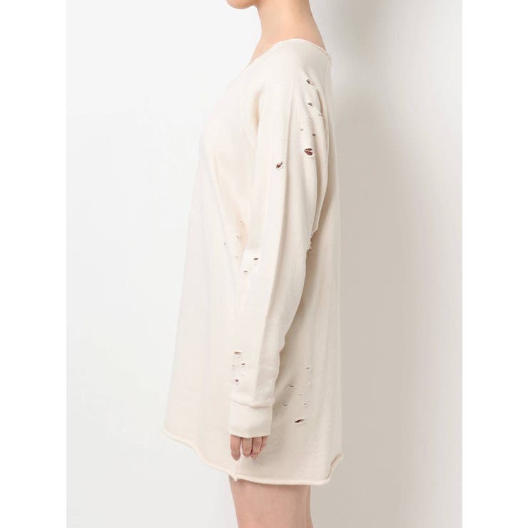 【WEB限定】Vネックダメージカットスウェットワンピース