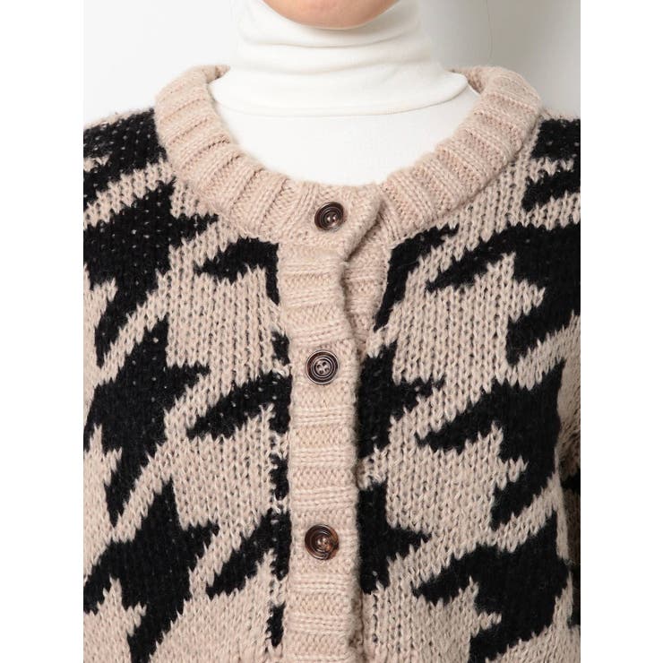 houndstooth patternショートニットカーディガン[品番
