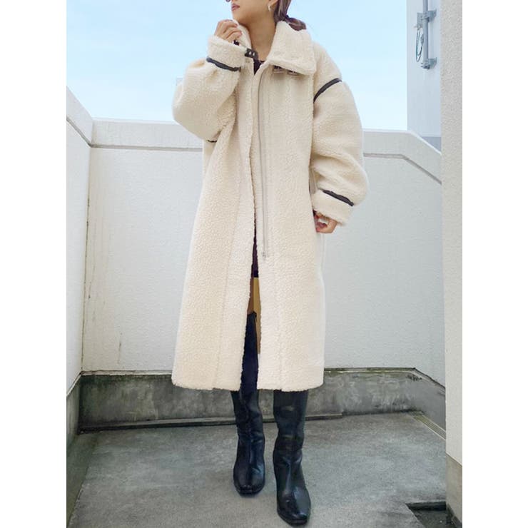 WEB限定】ボアパイピングロングコート[品番：MKSW0033447]｜GYDA