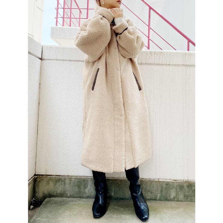 WEB限定】ボアパイピングロングコート[品番：MKSW0033447]｜GYDA