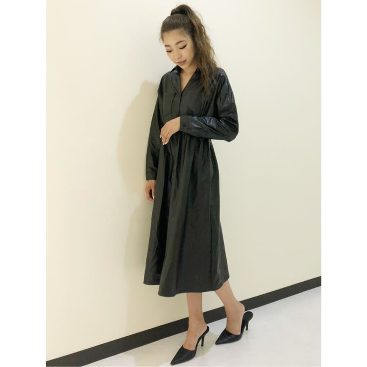 フェイクレザーロングシャツワンピ[品番：MKSW0033240]｜GYDA