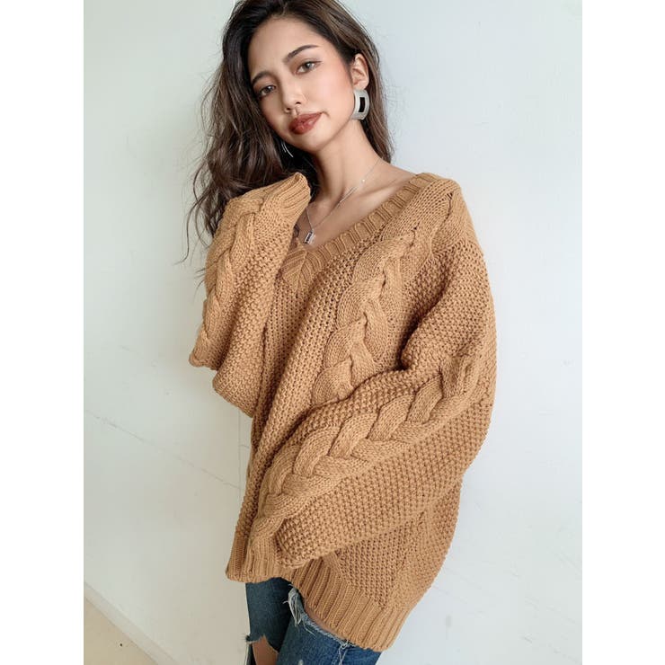 ビックケーブルドルマンニットTOPS[品番：MKSW0032086]｜GYDA