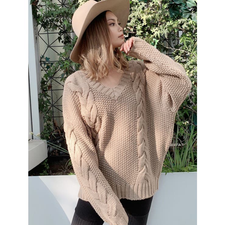 ビックケーブルドルマンニットTOPS[品番：MKSW0032086]｜GYDA