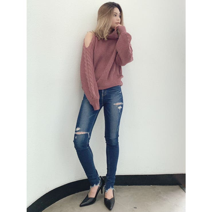 オープンショルダーケーブルニットTOPS[品番：MKSW0032091]｜GYDA