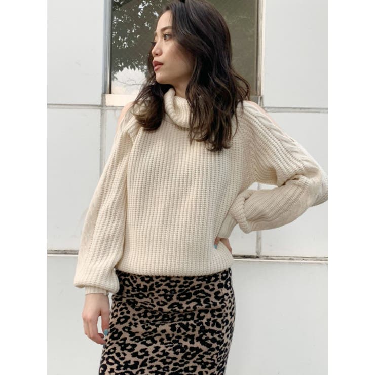 オープンショルダーケーブルニットTOPS[品番：MKSW0032091]｜GYDA