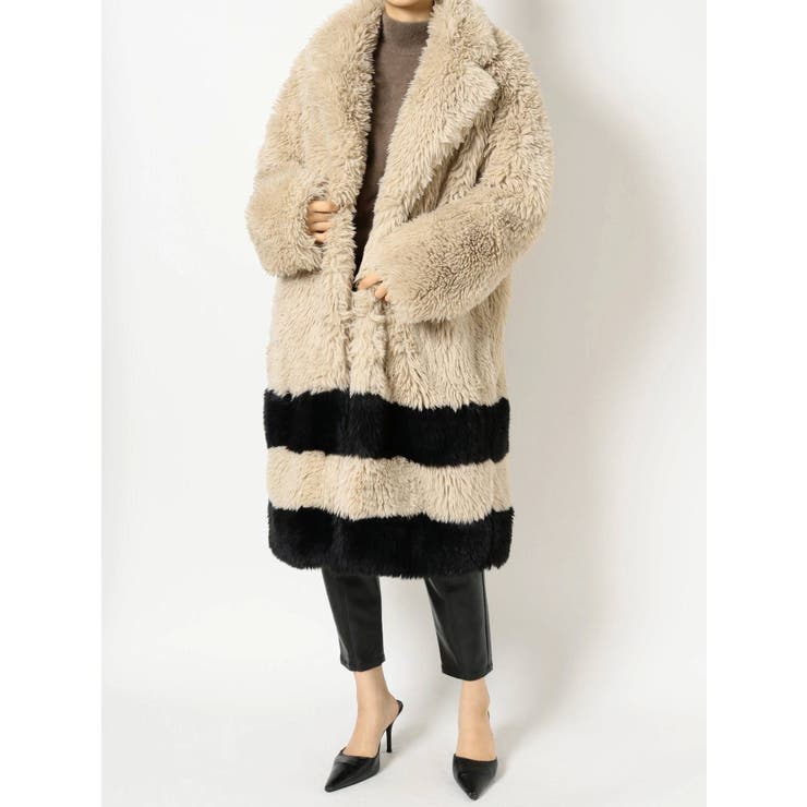 HEM LINEロングエコファーコート