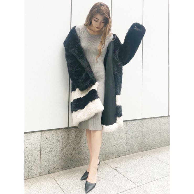 HEM LINEロングエコファーコート[品番：MKSW0033293]｜GYDA（ジェイダ