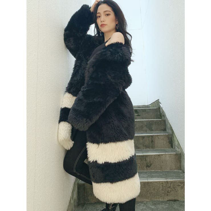 HEM LINEロングエコファーコート