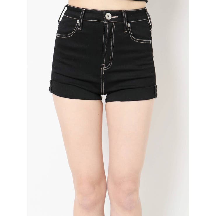 GYDA ジェイダ ブラック 黒 ショートパンツ ショーパン ハイウエストパンツ ワンウォッシュH/Wデニムショーパン[品番：MKSW0034395]｜GYDA