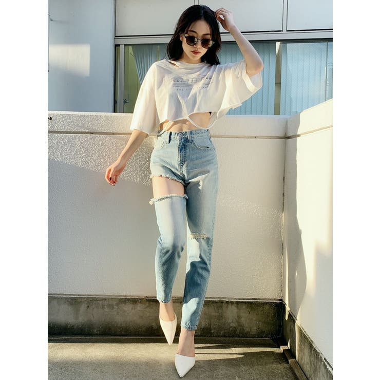 SIDE RIPPEDペグトップデニムパンツ[品番：MKSW0036240]｜GYDA