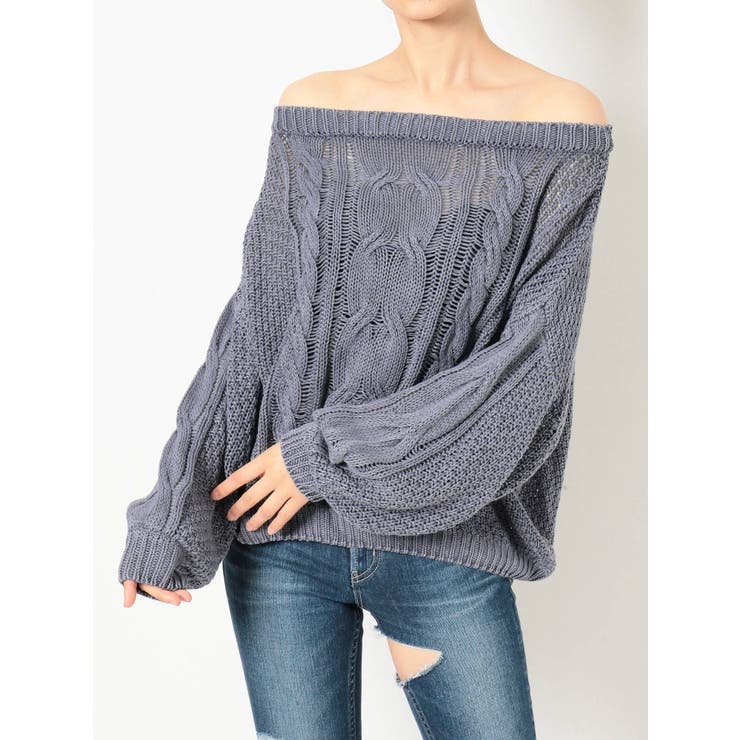 WEB限定】2WAYオフショルブリーチケーブルニット TOPS[品番