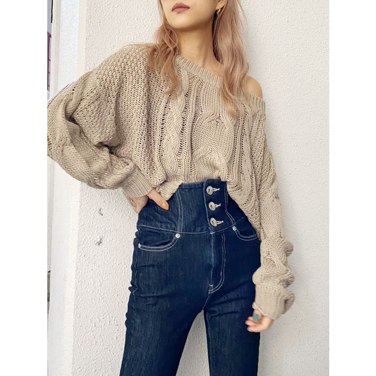 WEB限定】2WAYオフショルブリーチケーブルニット TOPS[品番 WEB限定】2WAYオフショルブリーチケーブルニット TOPS[品番