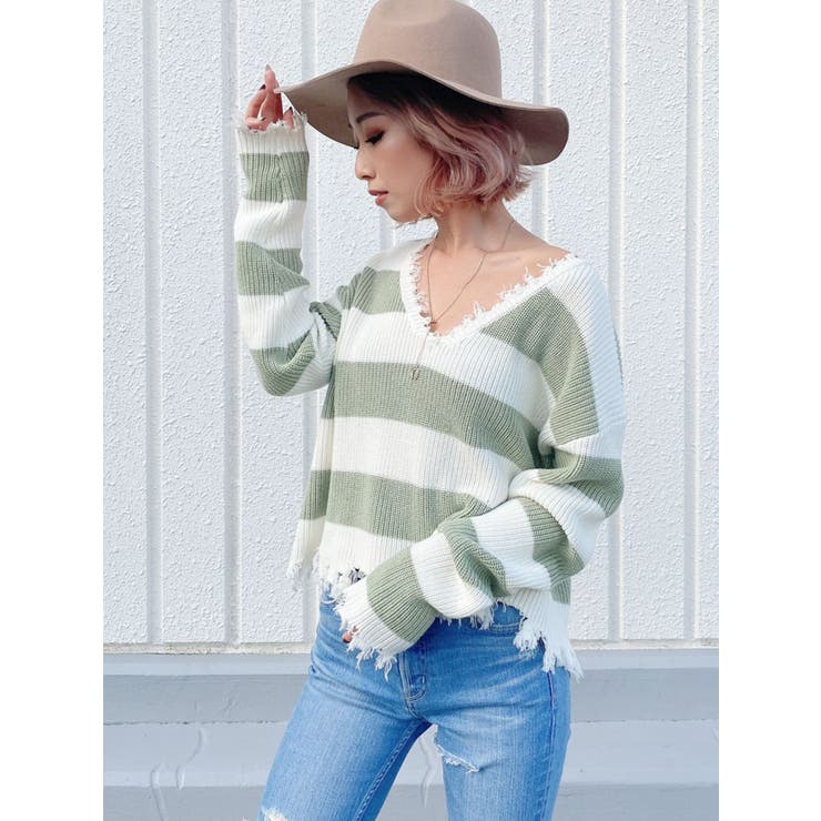 VネックグラインダーニットTOPS[品番：MKSW0035383]｜GYDA（ジェイダ）のレディースファッション通販｜SHOPLIST（ショップリスト）