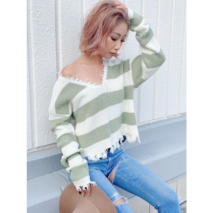 GYDA（ジェイダ）の「VネックグラインダーニットTOPS（ニット