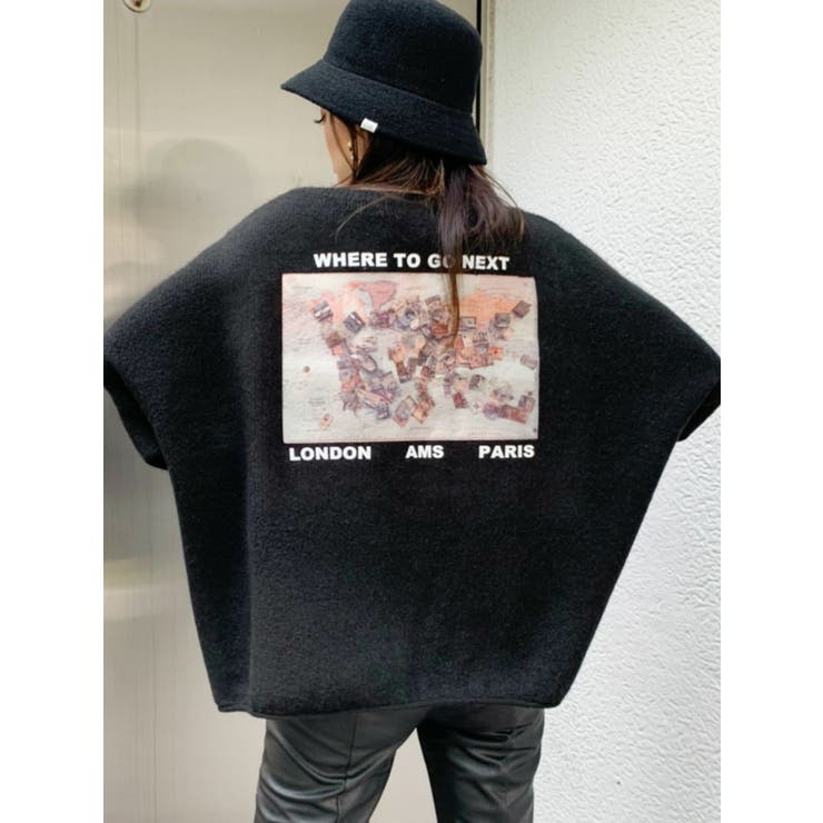 ブラック | カラーグラフィックニット TOPS | GYDA