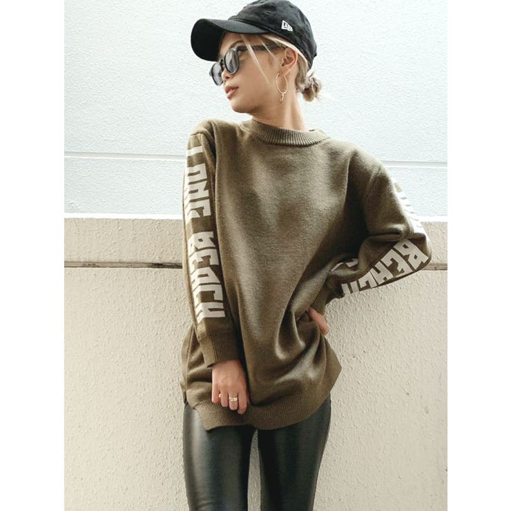 いラインアップ LONG BEACH HEMスリットニットTOPS[品番：MKSW0033344]｜GYDA トップス