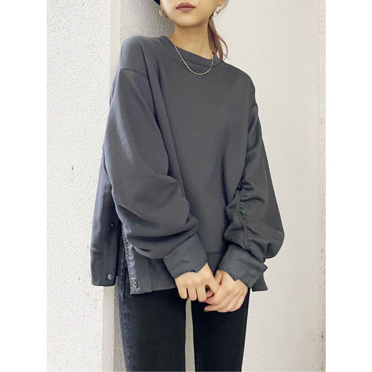 sleeveギャザードッキングスウェットTOPS[品番：MKSW0033346]｜GYDA