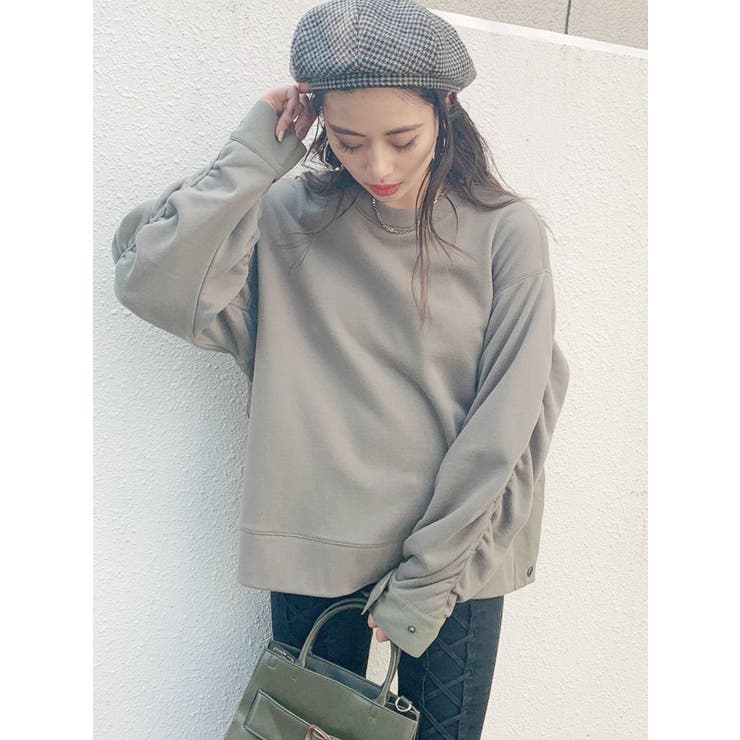 sleeveギャザードッキングスウェットTOPS[品番：MKSW0033346]｜GYDA