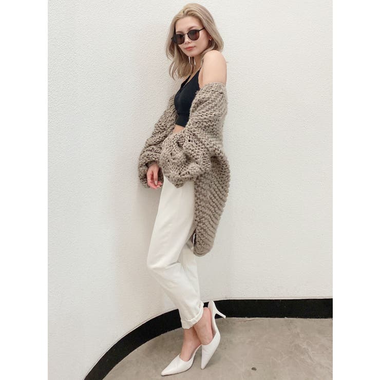 【オシャレ☆GYDA】ベージュ　ケーブル編みニットカーディガン　サイズF オシャレ☆GYDA】ベージュケーブル編みニットカーディガンサイズF