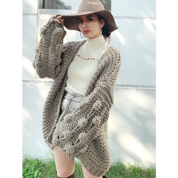 sleeve solid ニット カーディガン[品番：MKSW0033352]｜GYDA
