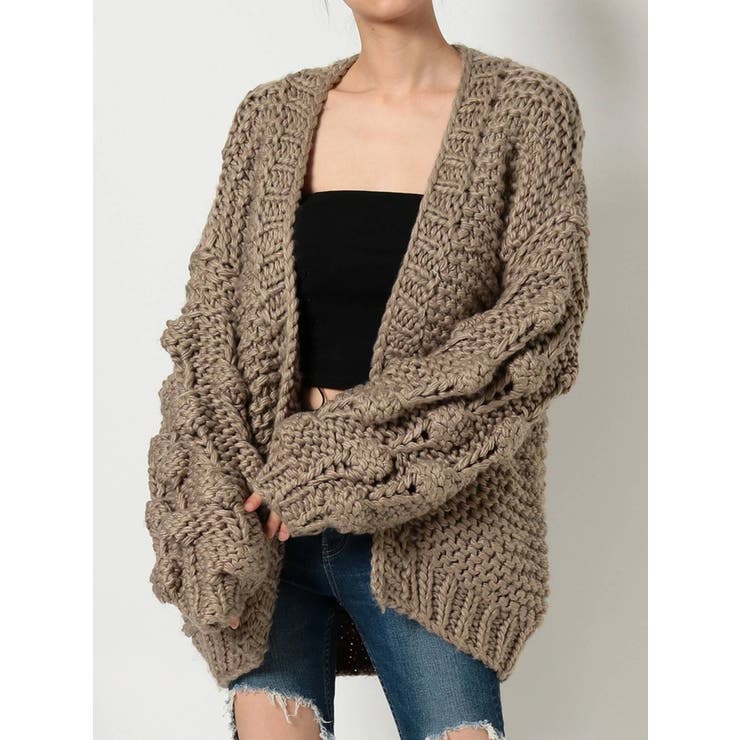 sleeve solid ニット カーディガン[品番：MKSW0033352]｜GYDA