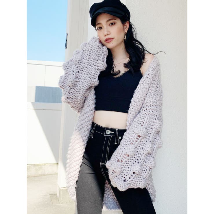 sleeve solid ニット カーディガン[品番：MKSW0033352]｜GYDA