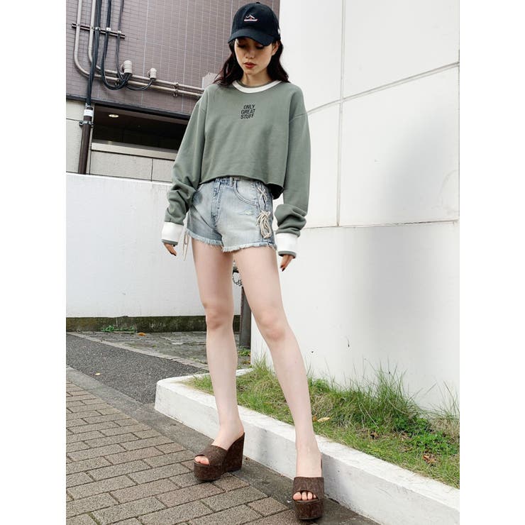 ONLY GREAT STUFFバイカラーショートスウェットTOPS[品番