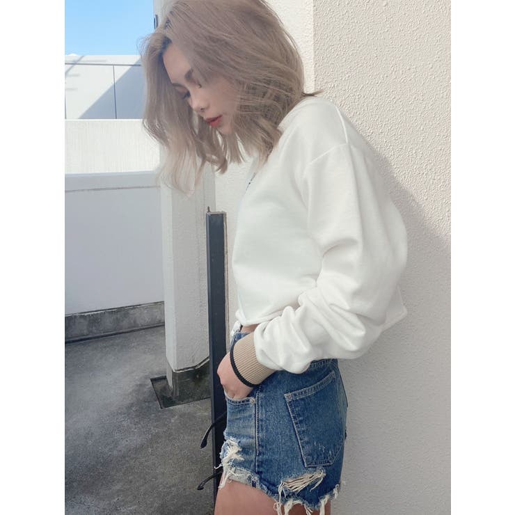 ONLY GREAT STUFFバイカラーショートスウェットTOPS[品番