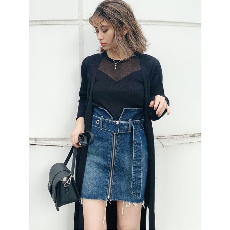 H/WフロントZIP スカートライクデニムショーパン[品番