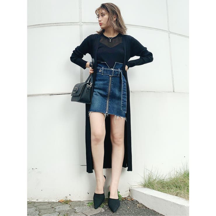 H/W ZIP UPデニムタイトスカートライクショートパンツ　GYDA ジェイダ GYDA H/W ZIP UPデニムタイトスカートライクショート