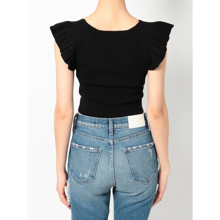 MSGM ノースリーブニット 新品 ボーダーフリル お値下げしました フリルノースリーブニット TOPS[品番：MKSW0036624]｜GYDA