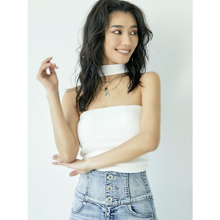 d.i.a. チョーカー付 ベアトップ GYDA チューブトップ ベアトップ チョーカー付きGDパイル