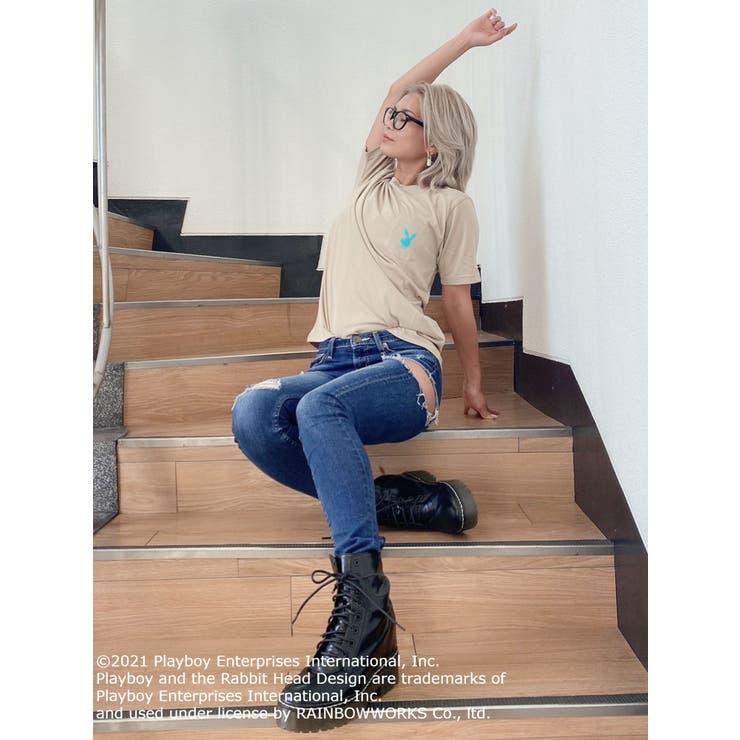 PLAYBOY CALIFORNIA BEACH BUNNY ポケットTシャツ[品番