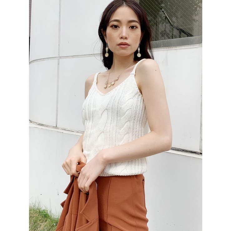 値下げしました！9,900円→8,000円 かぐれニットキャミソール Re:EDIT キャミソール 「2025 SUMMER COLLECTION」前後2WAY