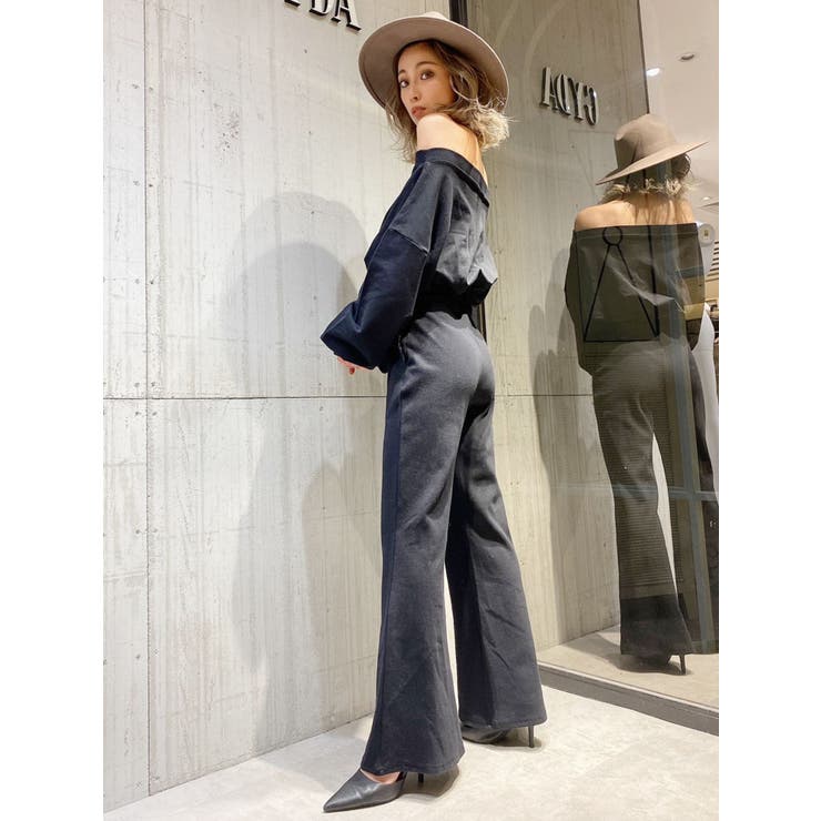 gyda オフショルドッキングスウェットロンパース GYDA 【WEB限定】オフショルドッキングスウェットロンパース