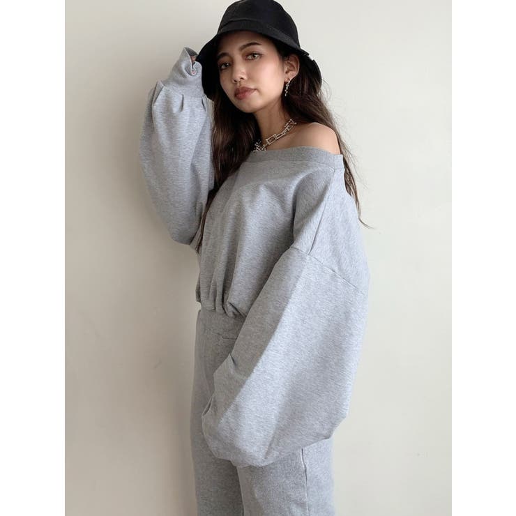 WEB限定】オフショルドッキングスウェットロンパース[品番