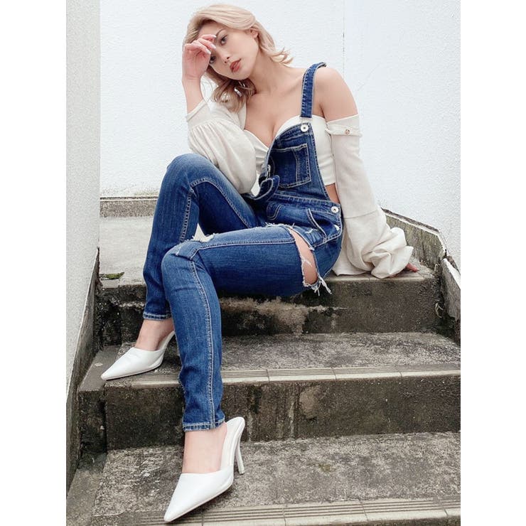 Side Rippedスキニー デニムサロペ 品番 Mksw Gyda ジェイダ のレディースファッション通販 Shoplist ショップリスト