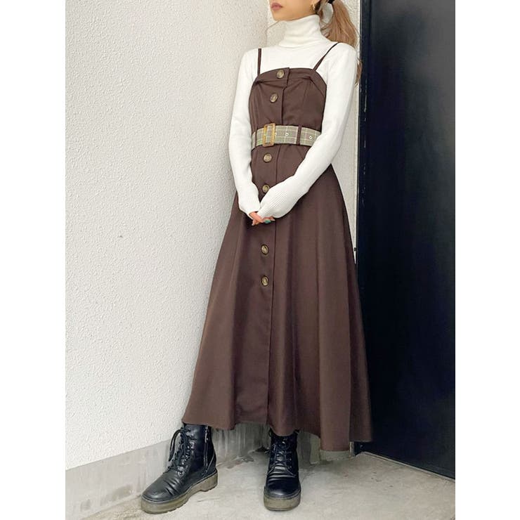 GYDA 【TINY】ベルト付きベアワンピース  ベージュ ジェイダ GYDA 【TINY】ベルト付きベアワンピース （ベージュ