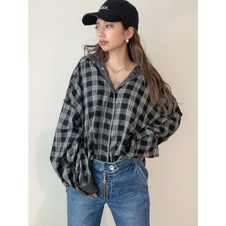 デニムドッキングチェックBIG シャツ[品番：MKSW0038394]｜GYDA 
