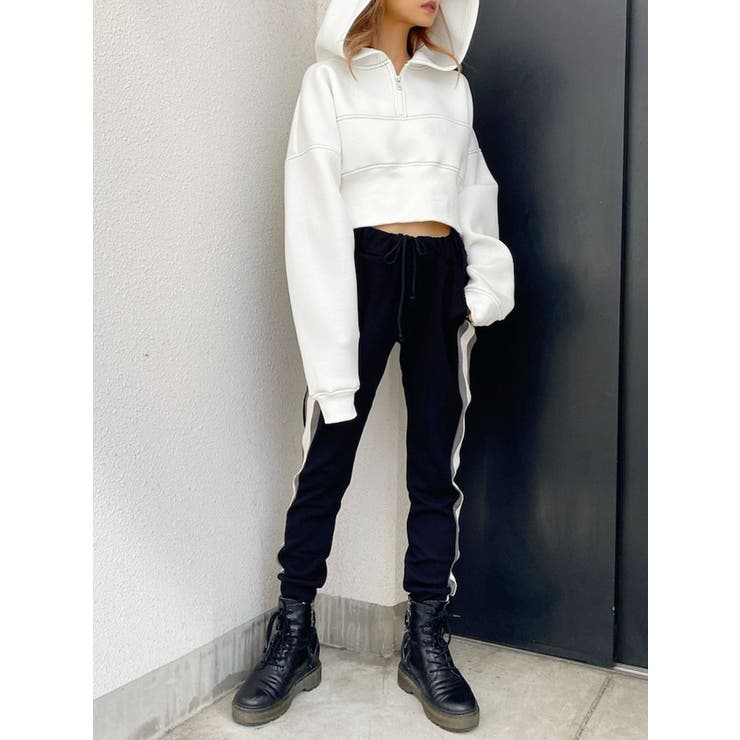 【美品】ラインパンツ XWFTP01J1 斜めサイドライン ストレッチ ジョガーパンツ