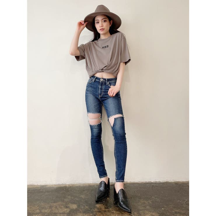 d.i.a JEANS ダメージスキニーデニム d.i.a. ダメージデニムスキニーパンツ ラメラメ size25