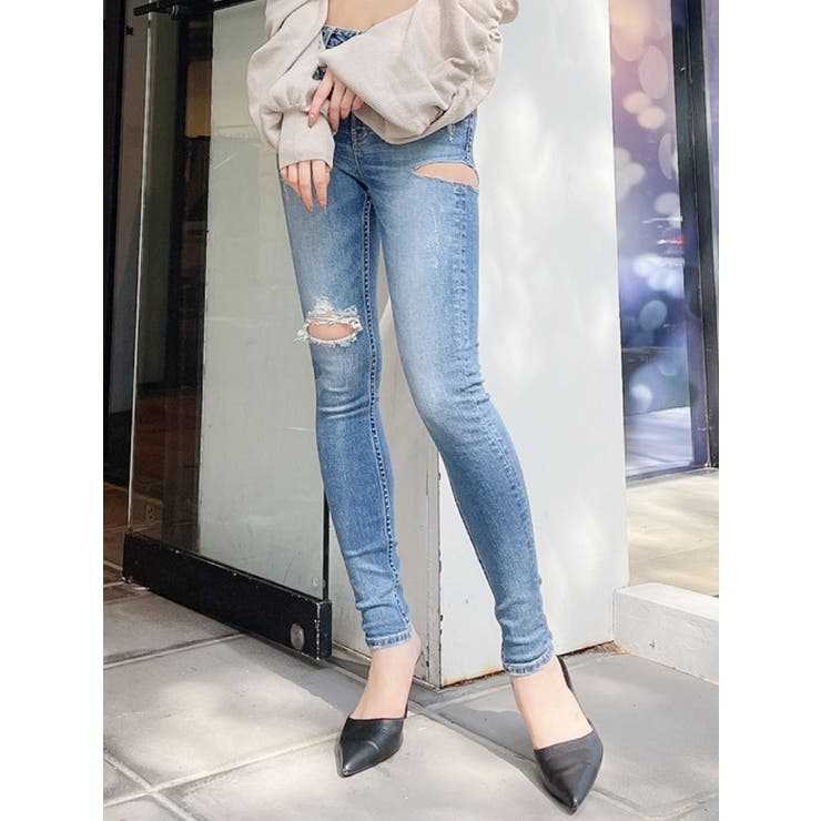 M/W SIDE RIPPEDスキニーデニムパンツ[品番：MKSW0040164]｜GYDA