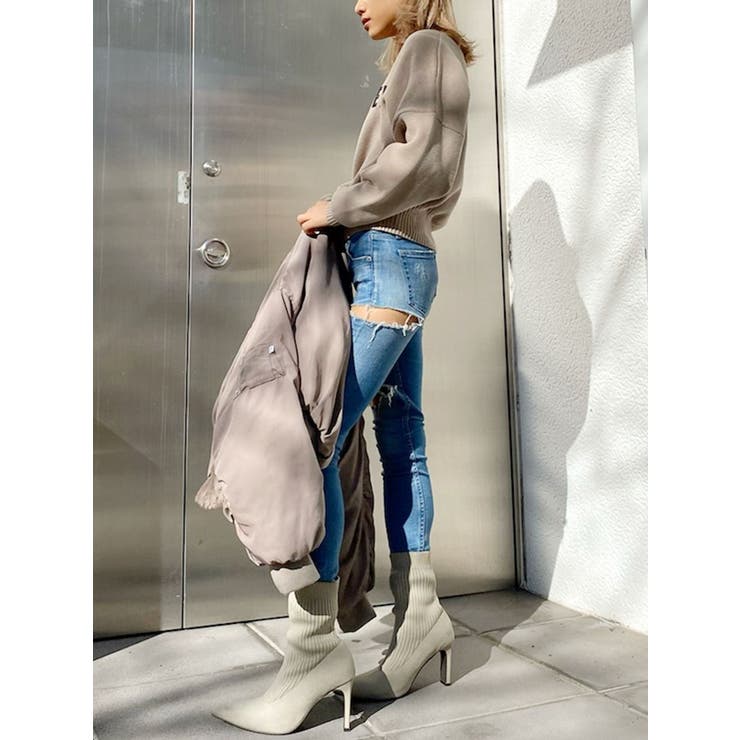 GYDA SIDE RIPPED スキニーデニム S SIDE RIPPED スキニーデニムパンツ[品番：MKSW0055996]｜GYDA
