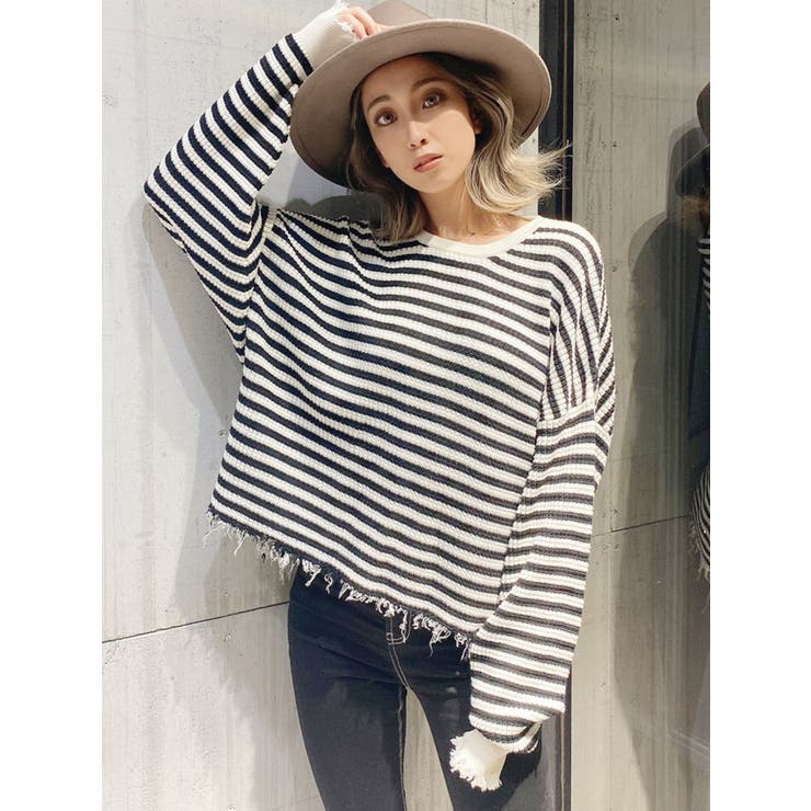 ダメージワッフルドルマンニット TOPS[品番：MKSW0038422]｜GYDA