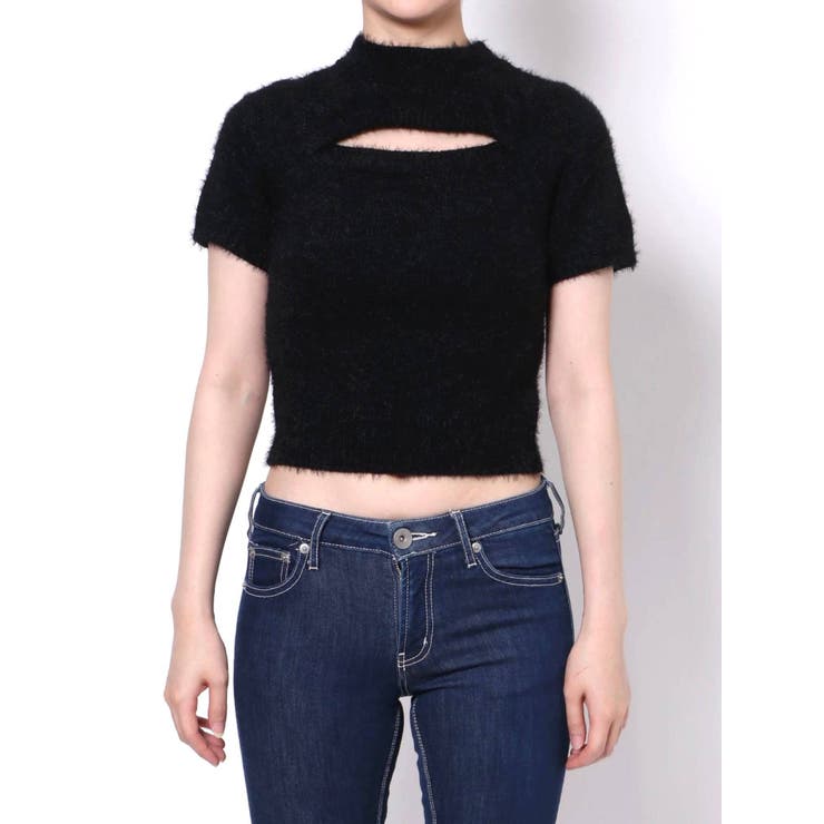 フロントOPENハーフスリーブシャギーニット TOPS[品番